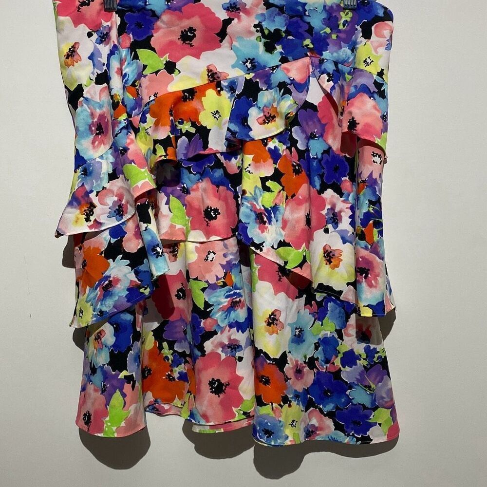 Lauren Ralph Lauren Women's Multicolor Polyester Floral Layered Skirt‎ Size 8